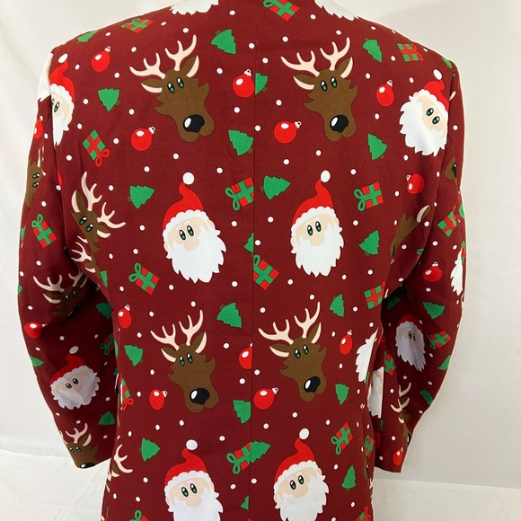 Oppo Suits Christmas Holiday Santa/ Rudolph Red Mens Suit Jacket - Picture 5 of 10